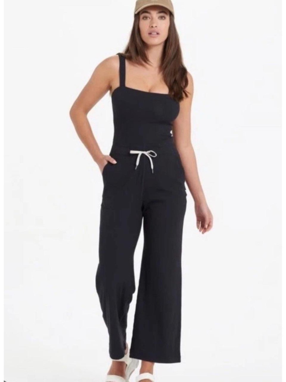 Vuori Lux Rib Wide Leg Black Jumpsuit
